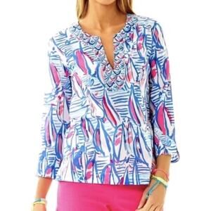 Lilly Pulitzer Amelia Island Cotton Tunic Red Right Return Size Large